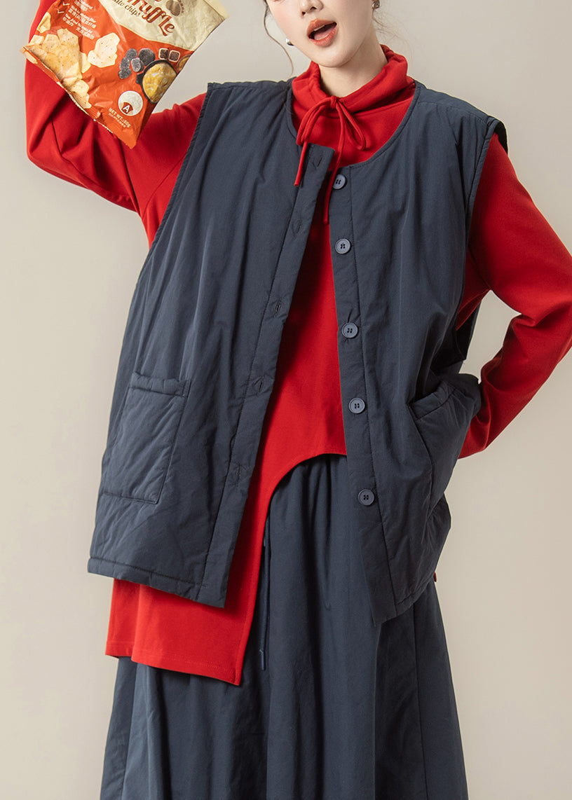 Loose Red Asymmetrical Drawstring Cotton Blouses Spring