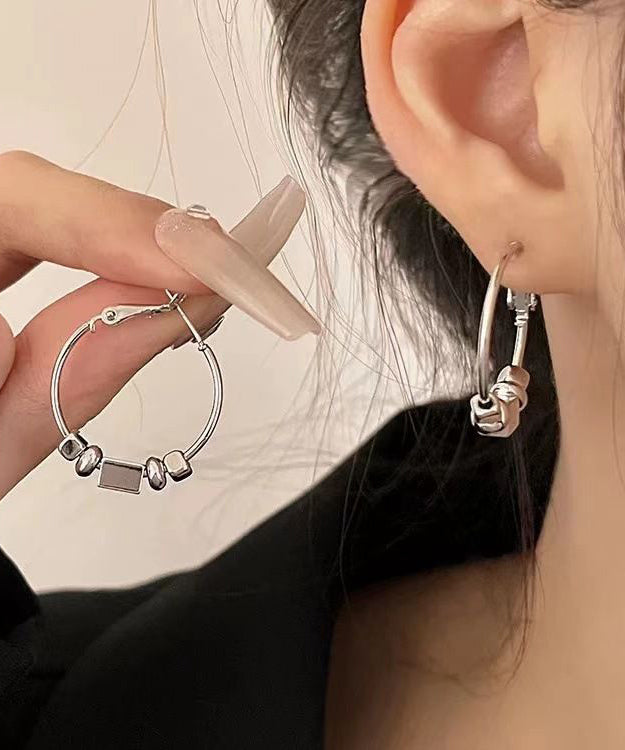Loose Silk Copper Broken Silver Hoop Earrings