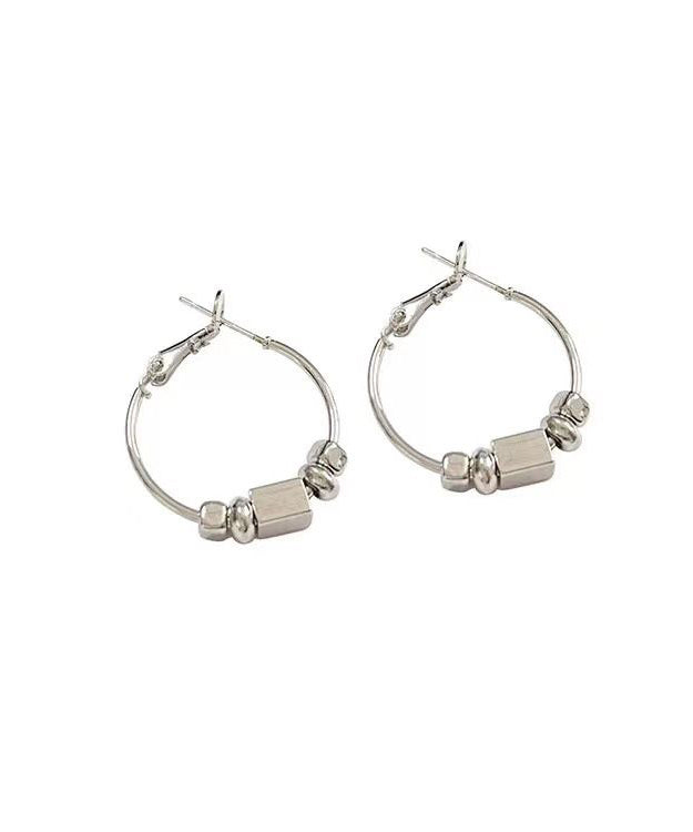 Loose Silk Copper Broken Silver Hoop Earrings