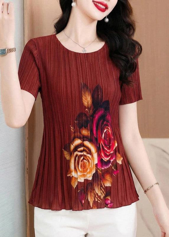 Loose White O-Neck Wrinkled T Shirt Short Sleeve