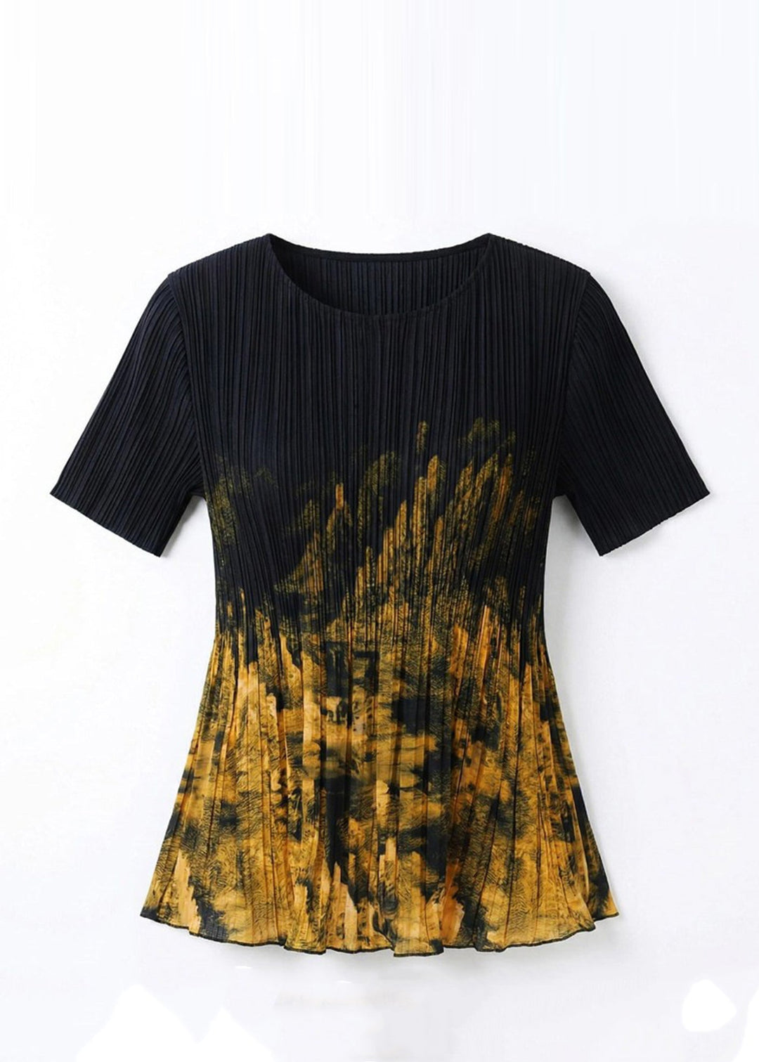 Loose White O-Neck Wrinkled T Shirt Short Sleeve