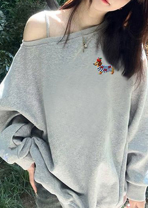 Loose White Print Solid Cotton T Shirts Top Fall