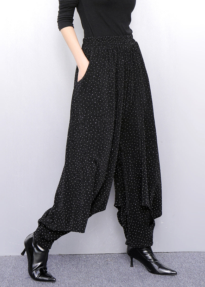 Luxury Minimalism Lantern Pants With Textured Gold Pattern