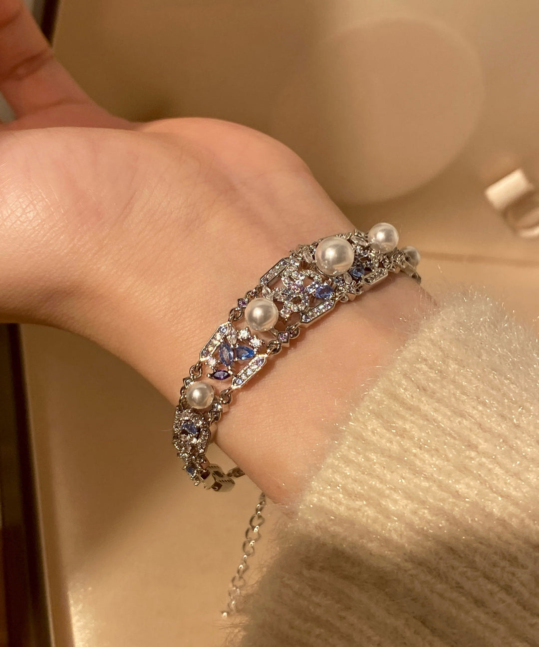 Luxury Pearl Zircon Sapphire Bracelet