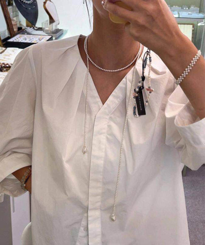 Luxury White Baroque Pearl Long Pendant Necklace