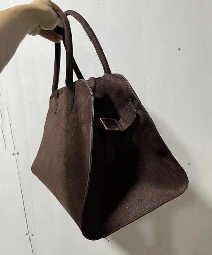 Luxury Suede Oversized Tote Bag Brown Large Capacity Handbag - Omychic