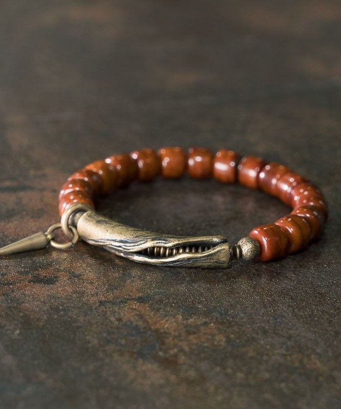 Men Brown Ancient Gold Beads Charm Bracelet