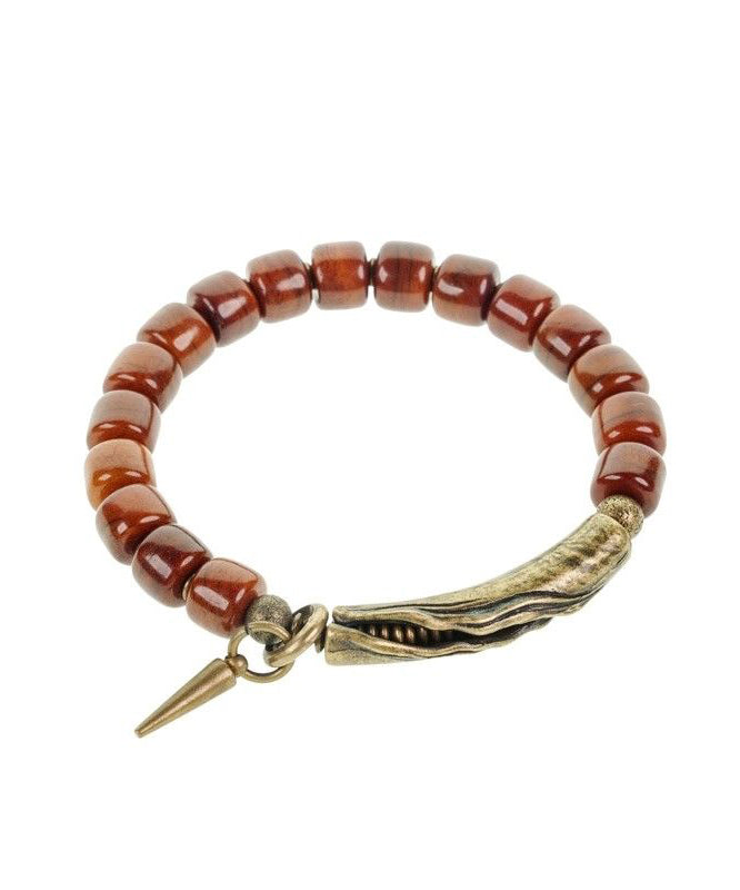 Men Brown Ancient Gold Beads Charm Bracelet