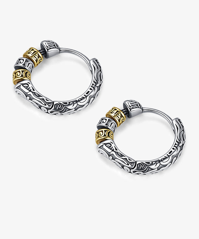 Men Silk Sterling Silver Hoop Earrings