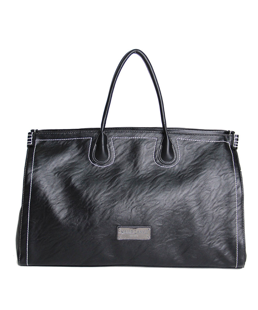 Men's Black Large Capacity Durable Faux Leather Duffel Bag