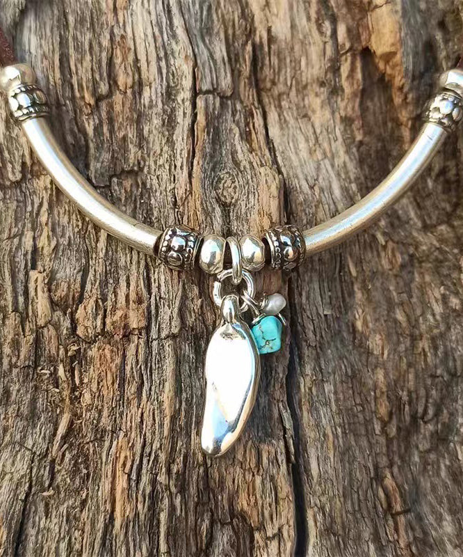 Minimalist Leather Geometric Alloy Pendant Versatile Fashion Necklace - Omychic