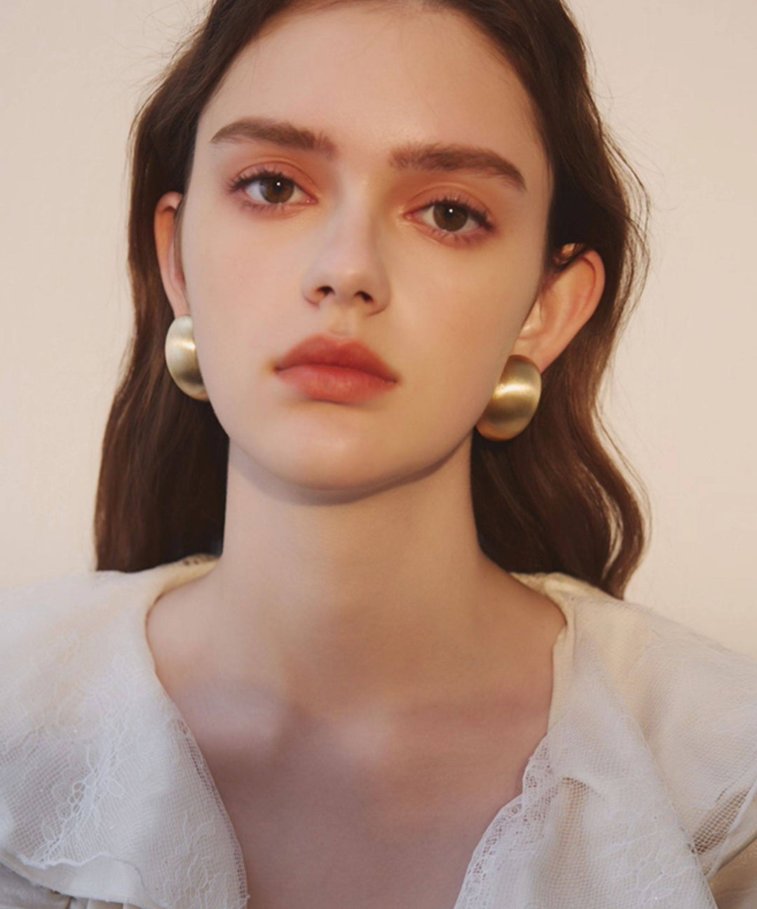 Minimalist Matte Gold Chunky Circle Earrings