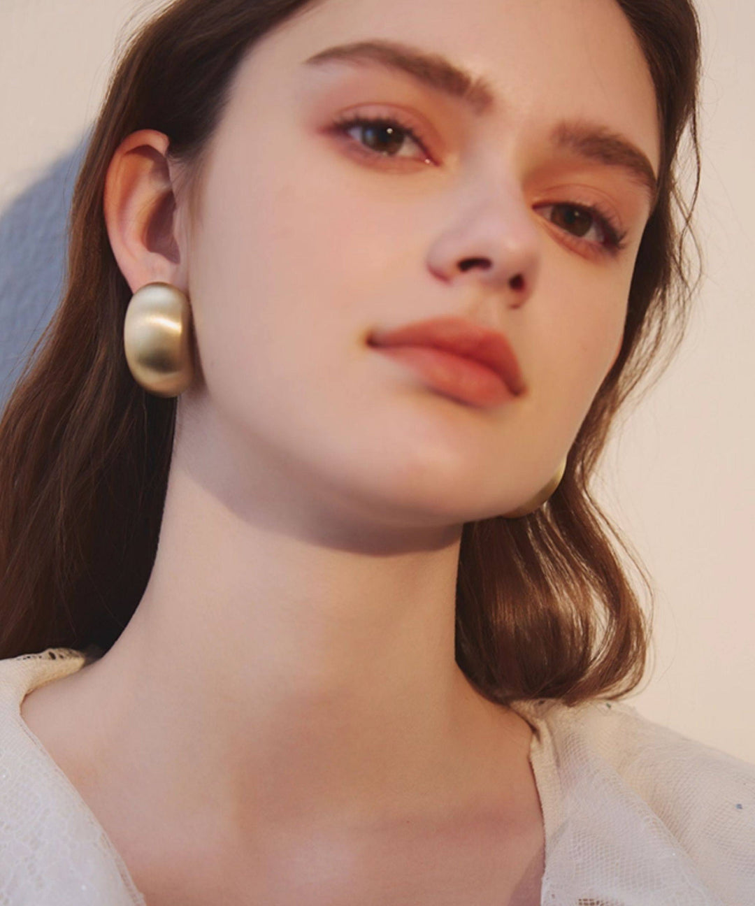 Minimalist Matte Gold Chunky Circle Earrings