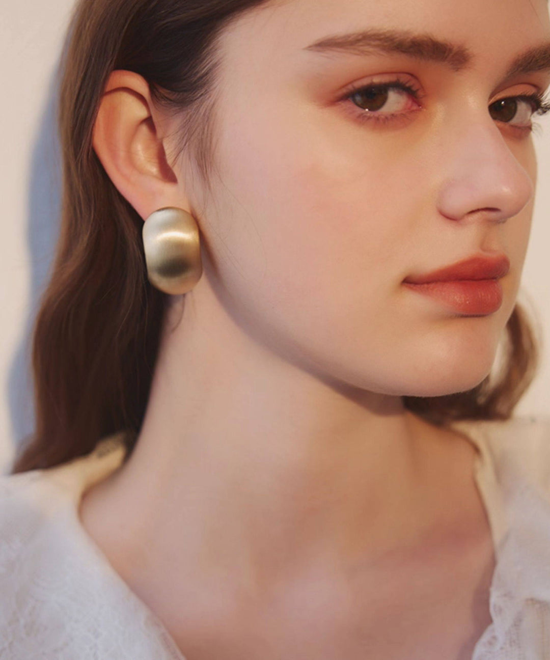 Minimalist Matte Gold Chunky Circle Earrings