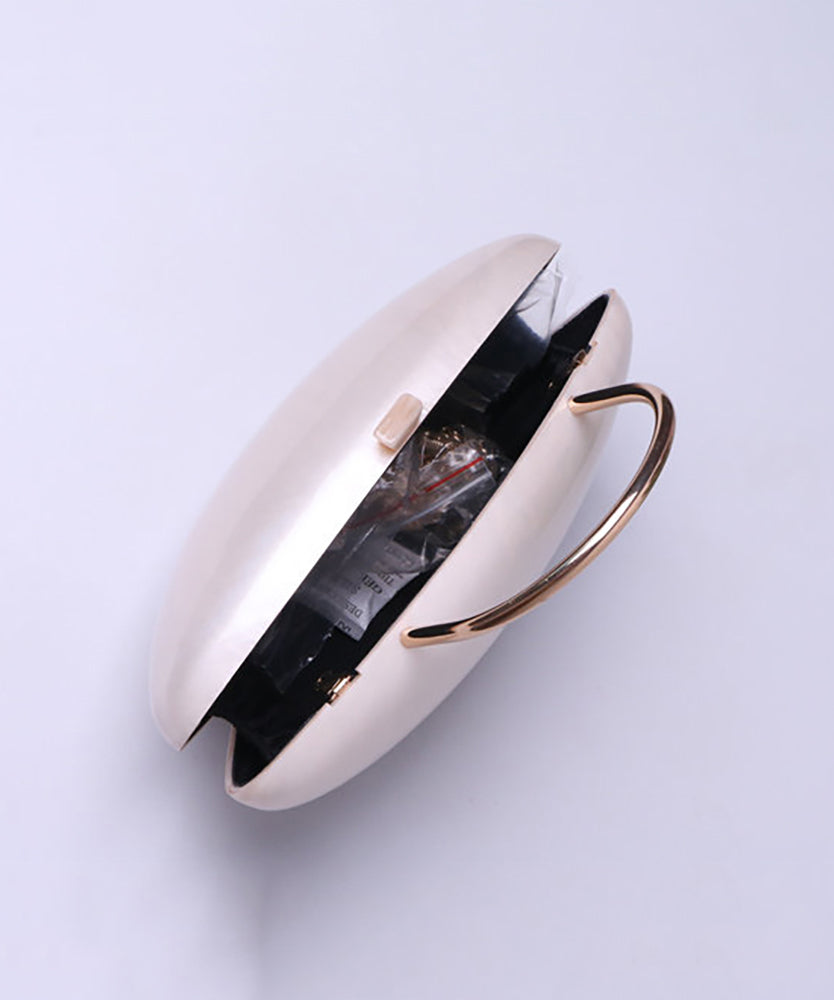 Modern Acrylic Pearl White Asymmetrical Metal Tote