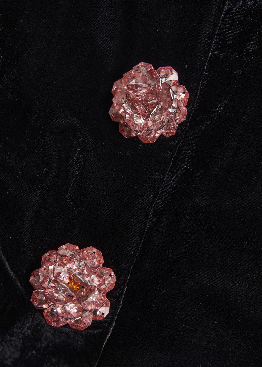 Modern Black Flower Decorated Patchwork Silk Velvet Vests Sleeveless