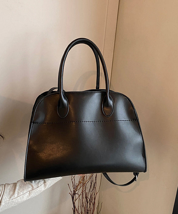 Modern Black Large Capacity Faux Leather Tote Handbag