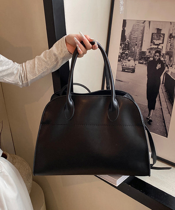 Modern Black Large Capacity Faux Leather Tote Handbag
