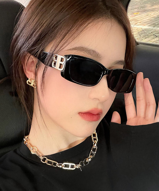 Modern Black Resin Patchwork UV Protection Sunglasses