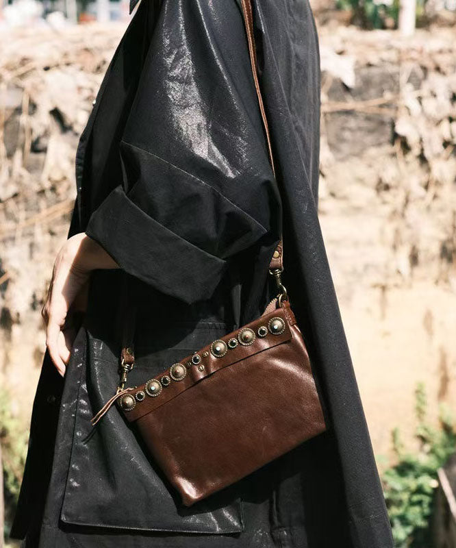 Modern Black Rivet Solid Durable Leather Micro Bag