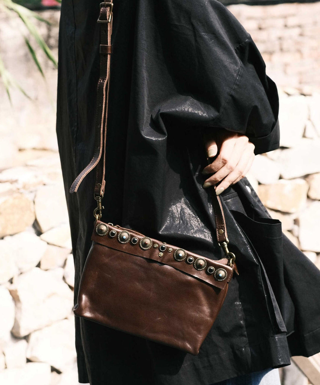 Modern Black Rivet Solid Durable Leather Micro Bag