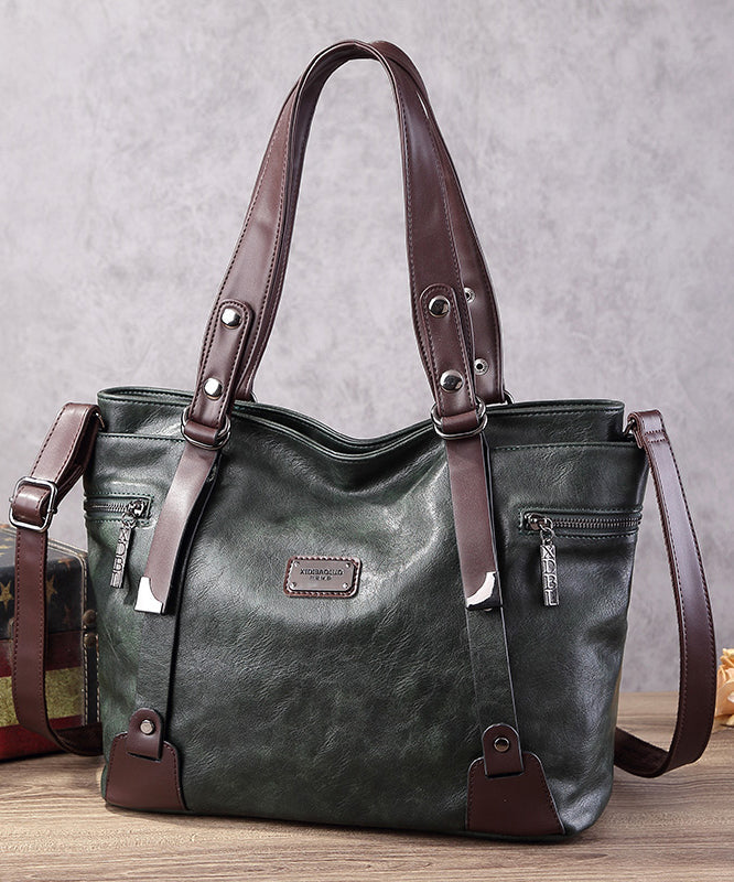 Modern Brown Large Capacity Calf Leather Shoulder Bag
