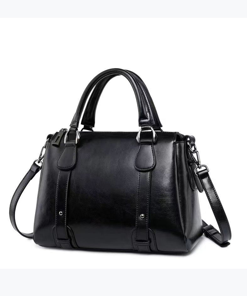 Modern Brown Versatile Calf Leather Tote Handbag