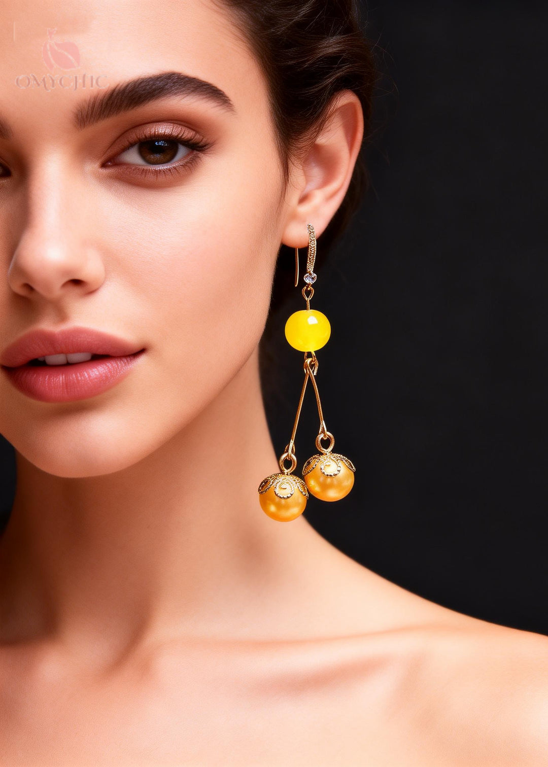 Modern Champagne Pearl Zircon Long Drop Earrings