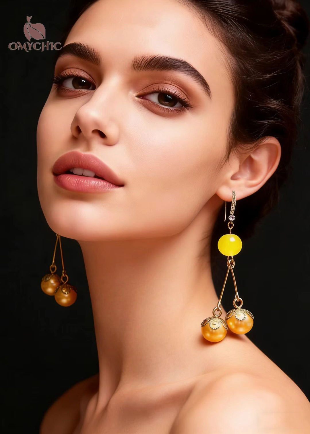 Modern Champagne Pearl Zircon Long Drop Earrings