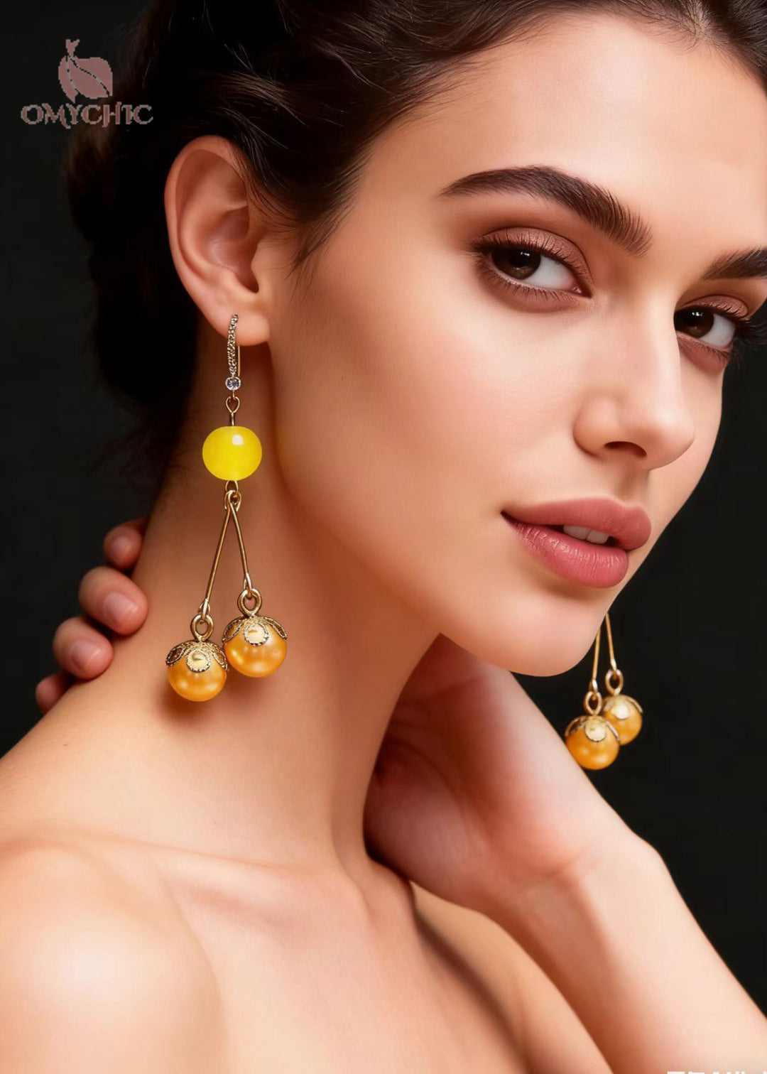 Modern Champagne Pearl Zircon Long Drop Earrings