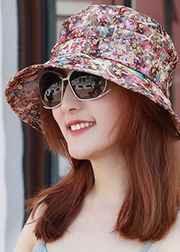 Modern Coffee Print Patchwork Floppy Sun Hat