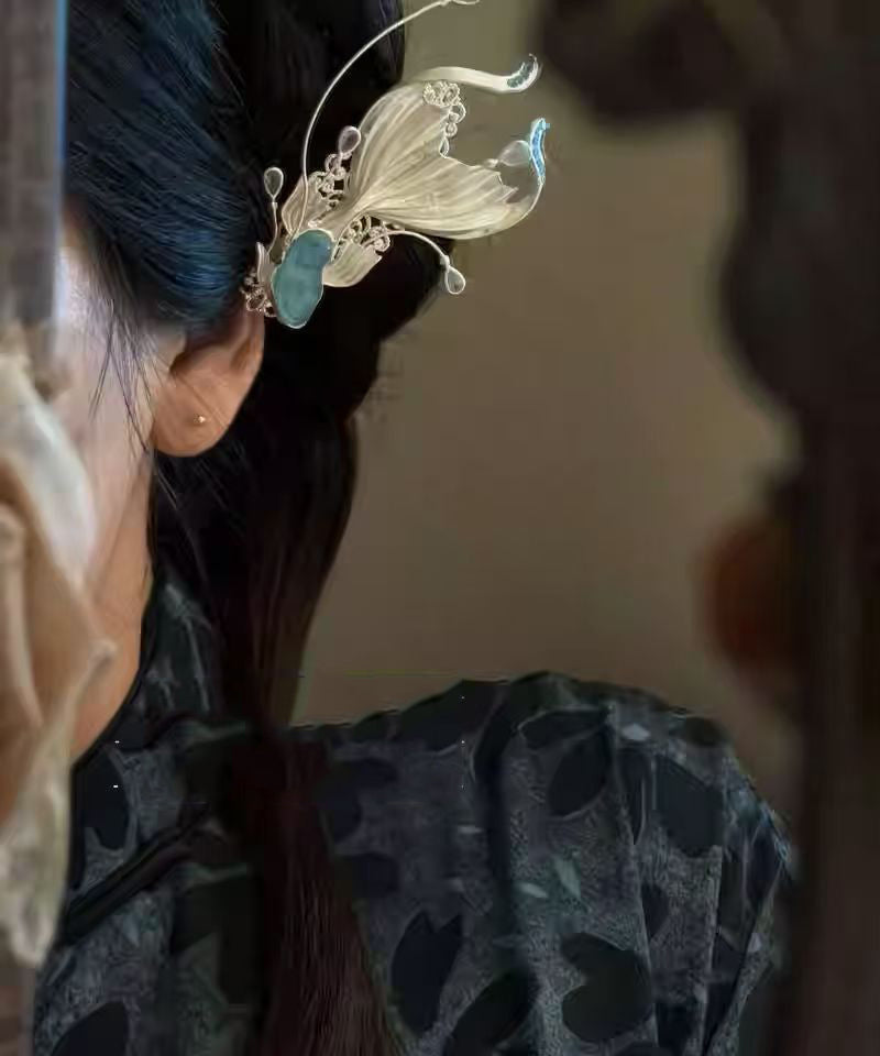 Modern Colorblock Alloy Zircon Koi Fish Hairpin