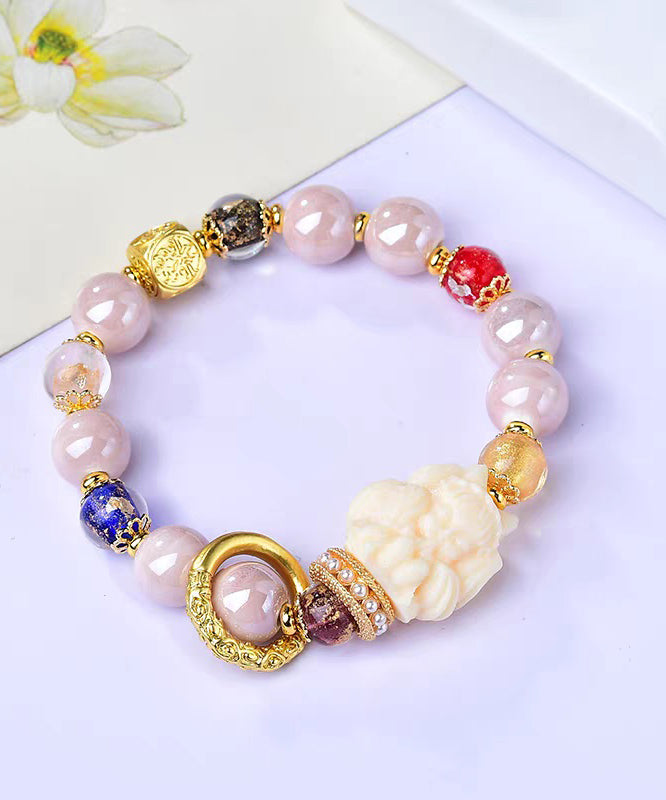 Modern Colorblock Ancient Gold Coloured Glaze Ceramic Chain Bracelet