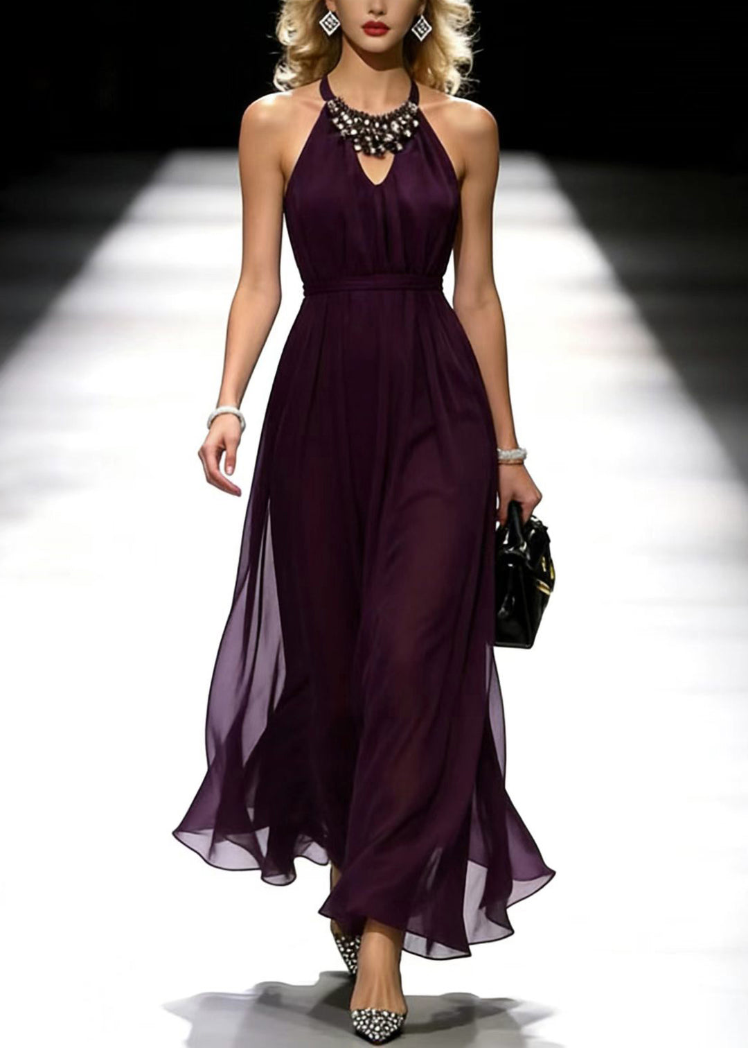 Modern Dull Purple Cold Shoulder Chiffon Vestidos Dress Summer