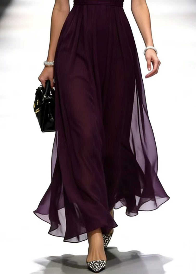 Modern Dull Purple Cold Shoulder Chiffon Vestidos Dress Summer