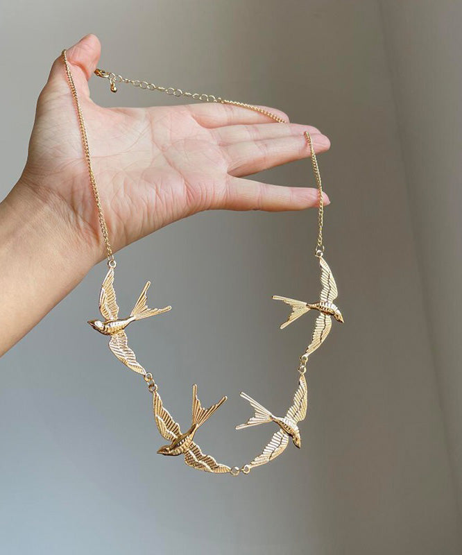 Modern Gold Copper Alloy Little Swallow Pendant Necklace