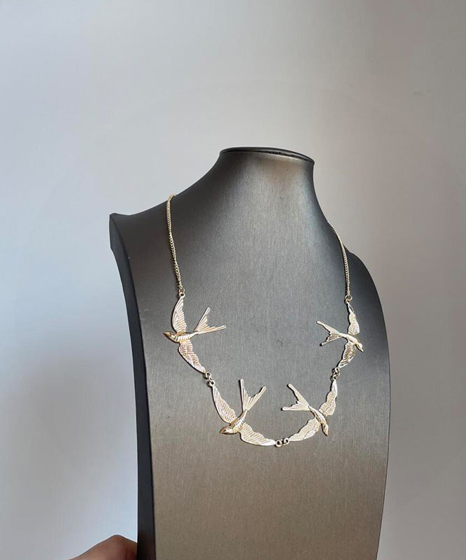 Modern Gold Copper Alloy Little Swallow Pendant Necklace