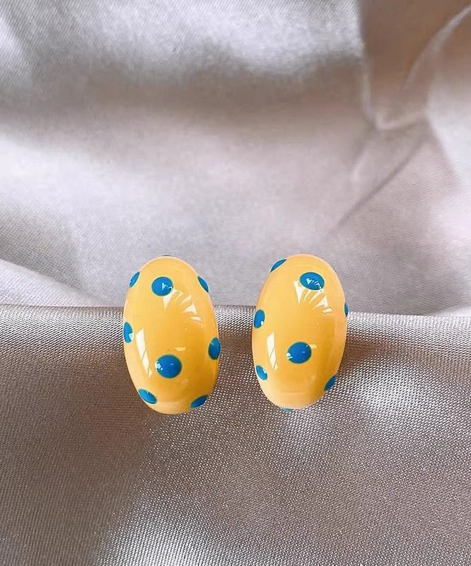 Modern Gold Copper Dot Dripping Glaze Hoop Earrings