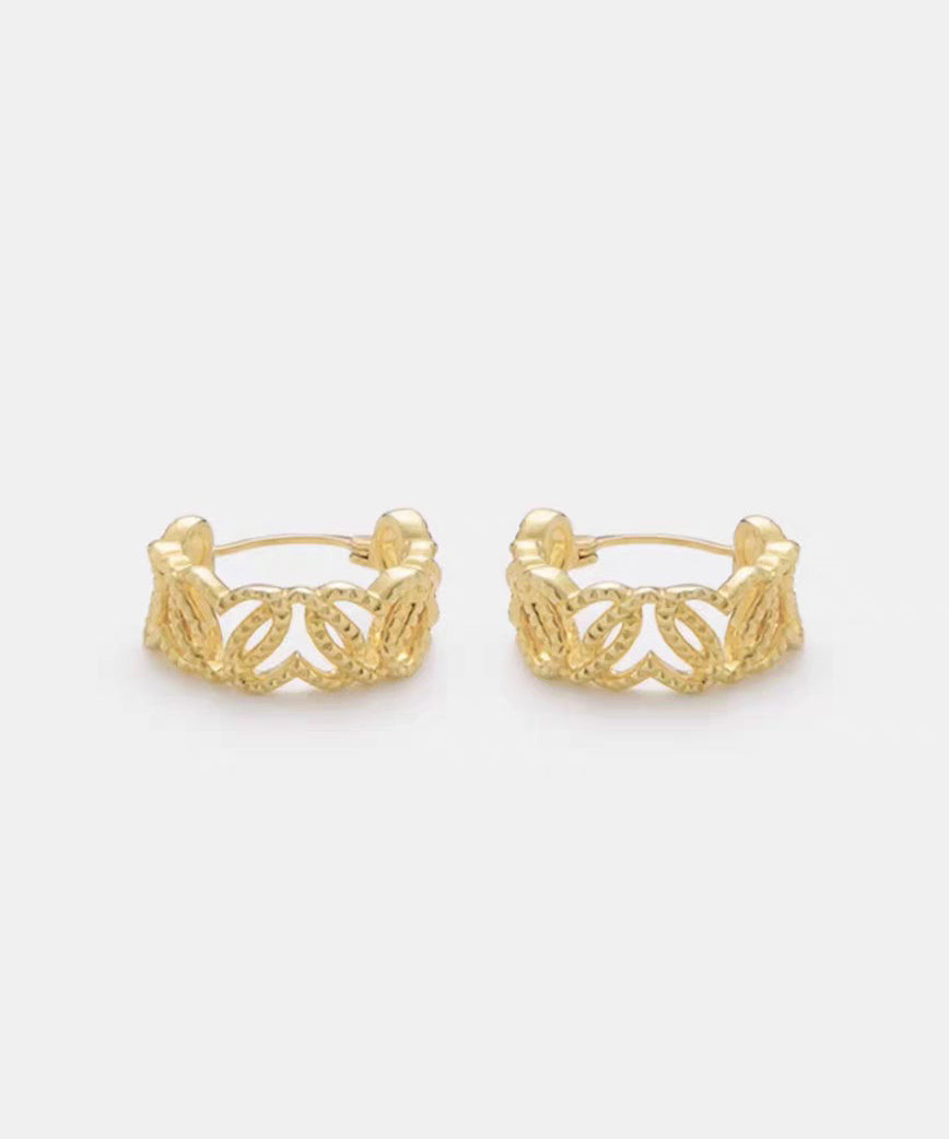 Modern Gold Copper Overgild Hollow Out Love Hoop Earrings