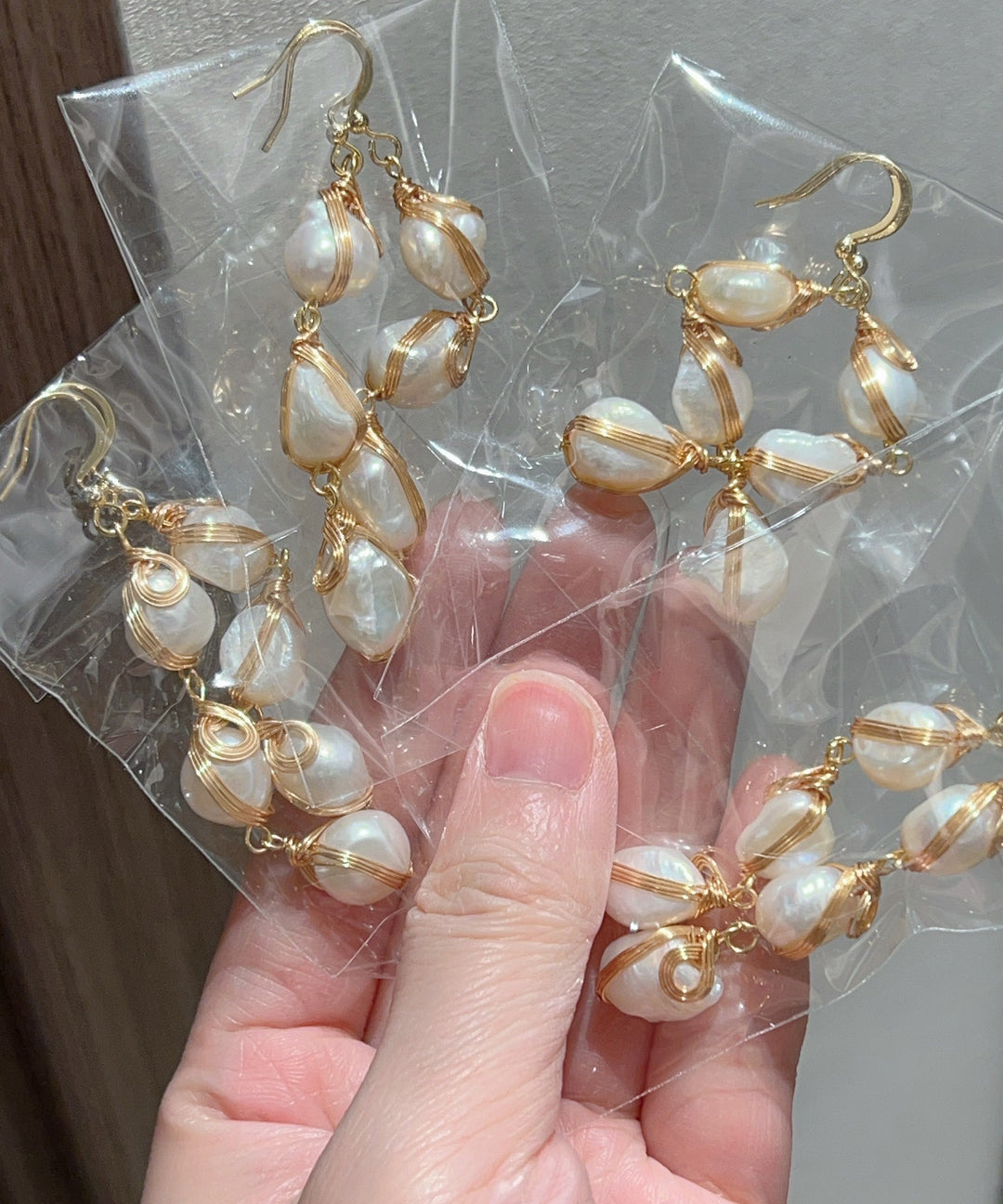 Modern Gold Copper Overgild Pearl Tassel Drop Earrings
