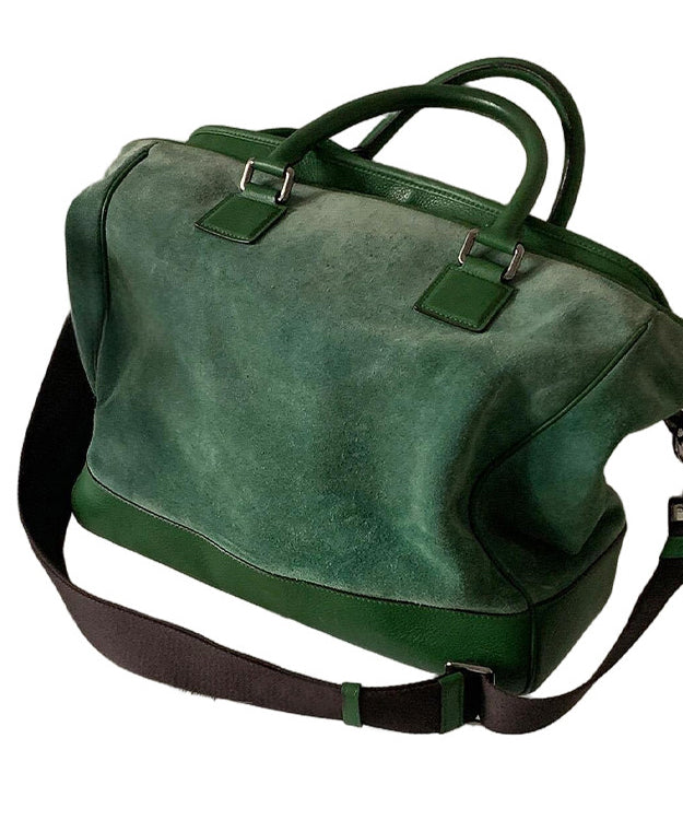 Modern Grass Green Large Capacity Patchwork Suede Tote Handbag