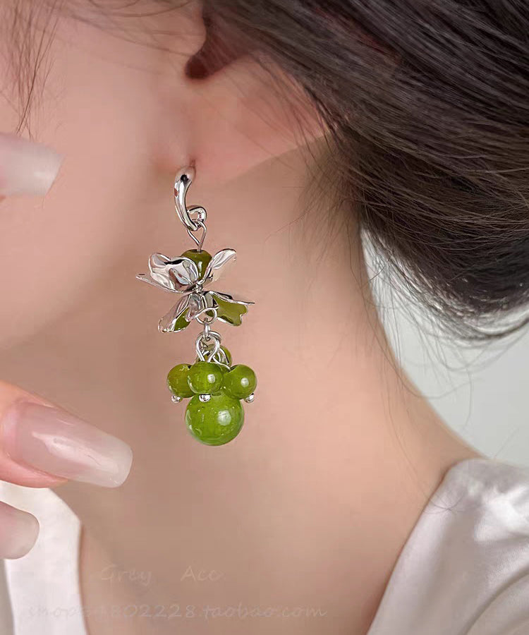Modern Green Copper Grape Skewer Drop Earrings - Omychic