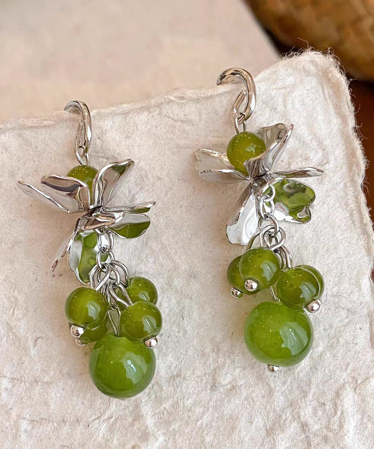 Modern Green Copper Grape Skewer Drop Earrings - Omychic