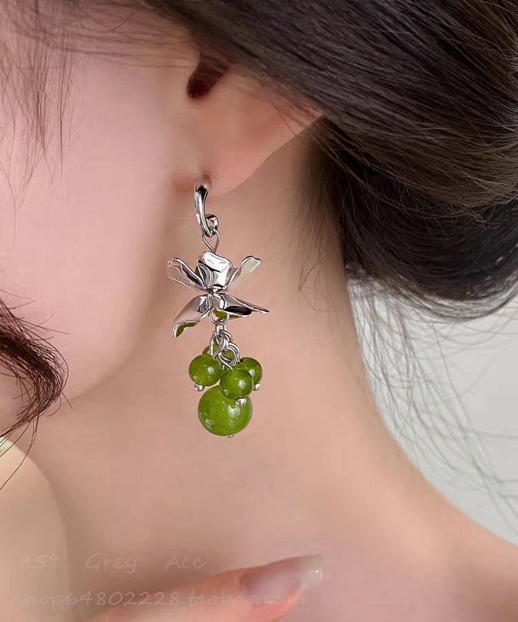 Modern Green Copper Grape Skewer Drop Earrings - Omychic