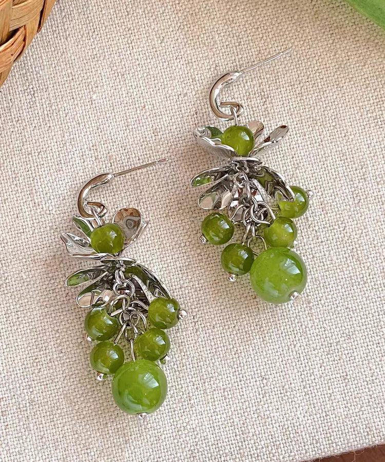 Modern Green Copper Grape Skewer Drop Earrings - Omychic