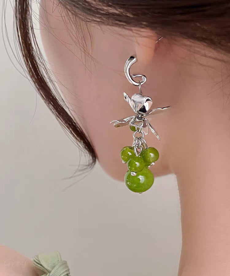 Modern Green Copper Grape Skewer Drop Earrings - Omychic