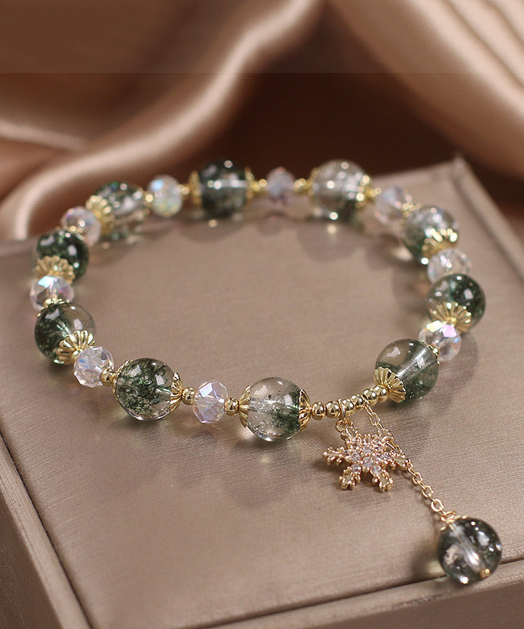 Modern Green Copper Zircon Crystal Flocos De Nieve Bracelet