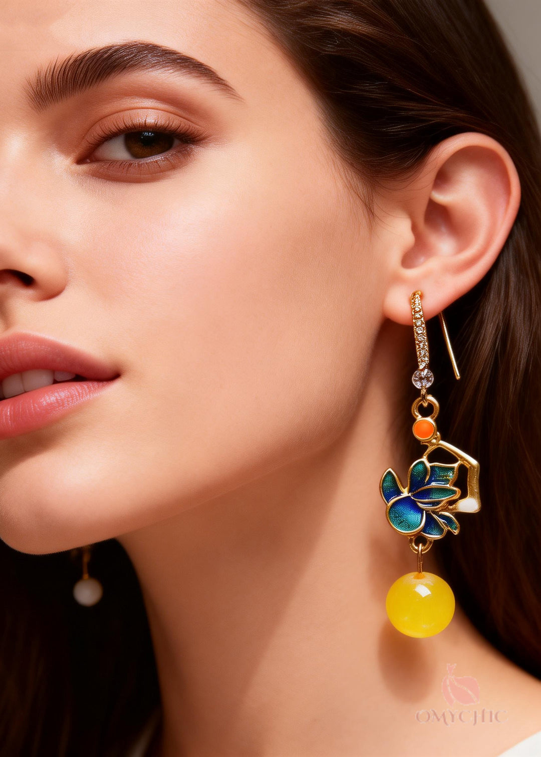 Modern Green Gilding Fine Beeswax Drop Earring