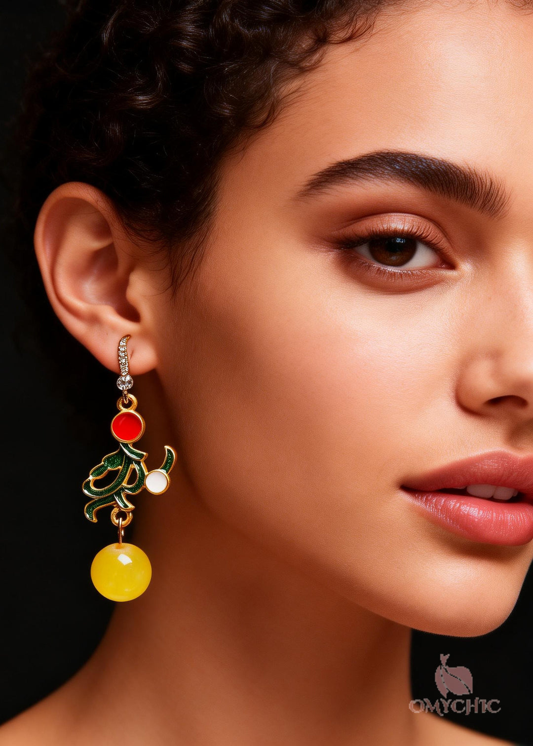 Modern Green Gilding Fine Beeswax Drop Earring