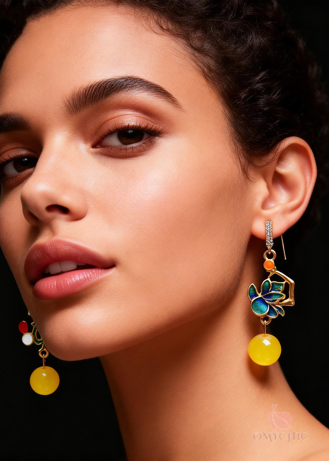 Modern Green Gilding Fine Beeswax Drop Earring